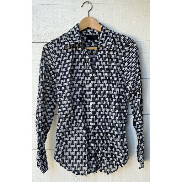 $477 Nili Lotan Kate Printed Cotton-voile Shirt Blouse Top NEW L - Picture 4 of 8